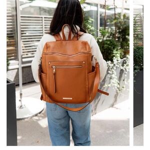 Poppy & Peonies Commuter Backpack Cognac